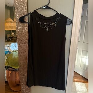 LOFT Black Sleeveless Top with Embellishments